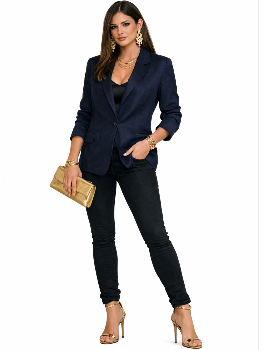 Barneys New York Italian Silk & Cashmere Blue Blazer - Women's